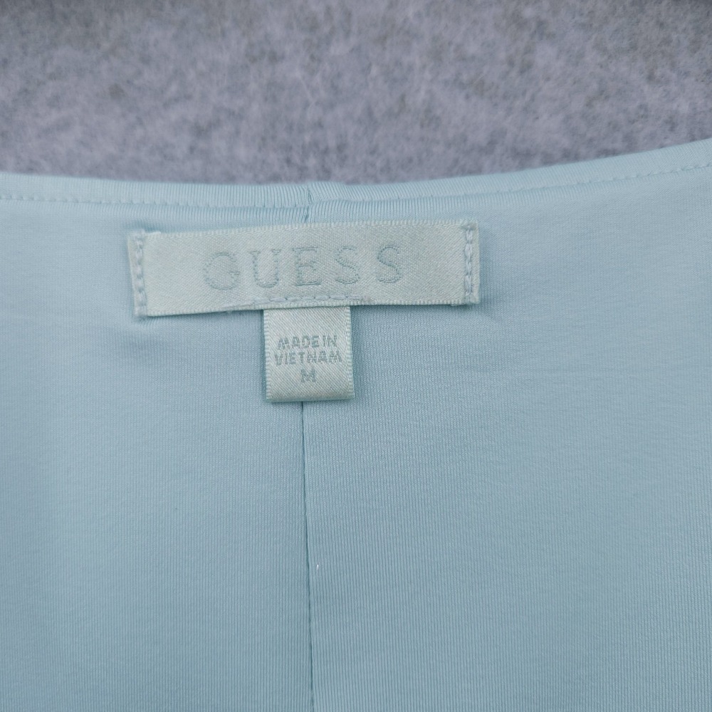 Guess Ruched Nathaly Square Neck Seafoam Sleeveless Dress Bodycon Womens M NWT - Picture 4 of 8